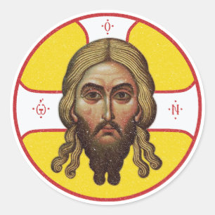 Das Gesicht des christlich-orthodoxen Symbols Runder Aufkleber