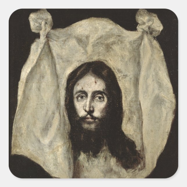Das Gesicht des Christus Quadratischer Aufkleber (Vorderseite)
