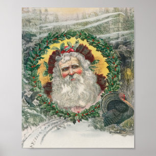 Das Gesicht des Weihnachtsmannes mitten in der Wei Poster