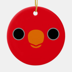 Das Gesicht einer roten Lory Keramik Ornament