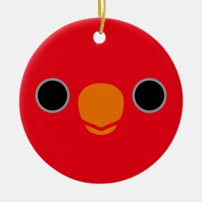 Das Gesicht einer roten Lory Keramik Ornament (Vorne)