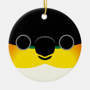 Das Gesicht einer schwarzköpfigen Kaike Keramik Ornament