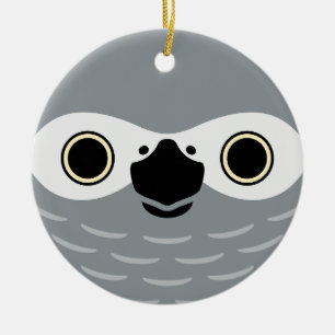 Das Gesicht eines afrikanischen grauen Papagei Keramik Ornament