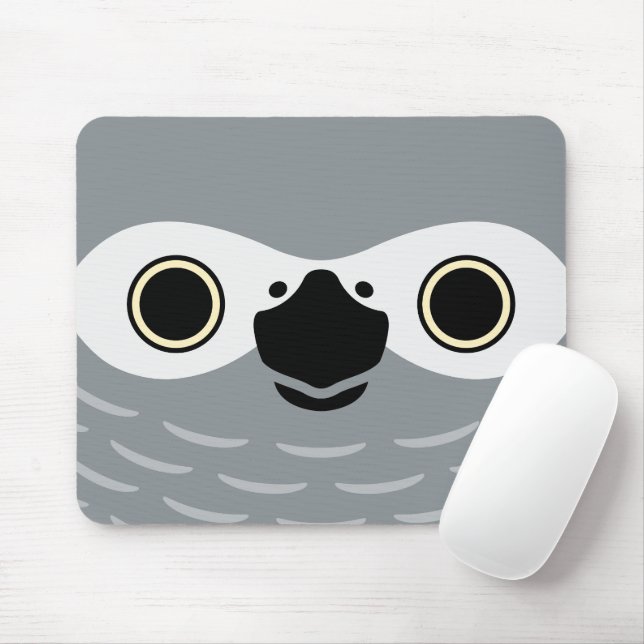 Das Gesicht eines Afrikanischen Graupapageis Mousepad (Mit Mouse)