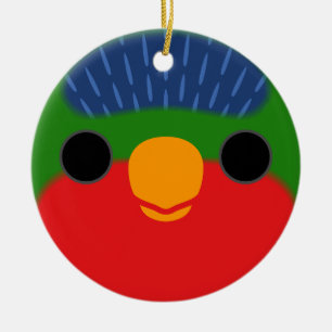 Das Gesicht eines blauen Loriketts Keramik Ornament