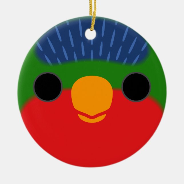 Das Gesicht eines blauen Loriketts Keramik Ornament (Vorne)