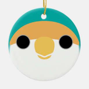 Das Gesicht eines blauen, pfirsichfarbenen Geliebt Keramik Ornament