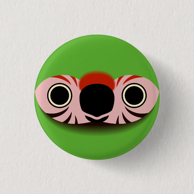 Das Gesicht eines großen grünen Ara Button (Vorderseite)