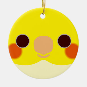 Das Gesicht eines Lutino-Cockatiels Keramik Ornament