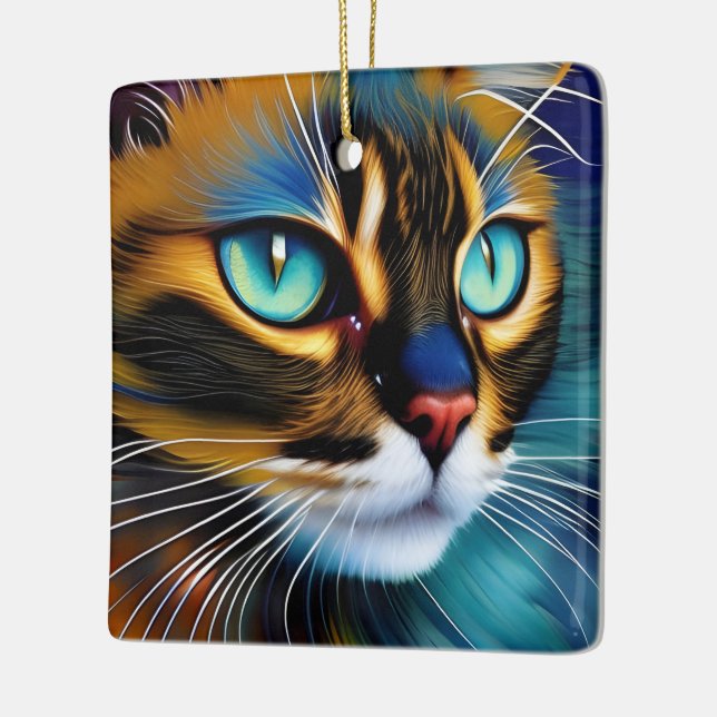 Das Gesicht eines niedlichen Lynx-Punktes Siam Keramikornament (Links)