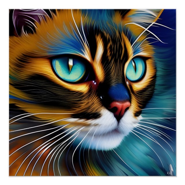 Das Gesicht eines niedlichen Lynx-Punktes Siam Poster (Vorderseite)