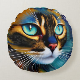 Das Gesicht eines niedlichen Lynx-Punktes Siam Rundes Kissen