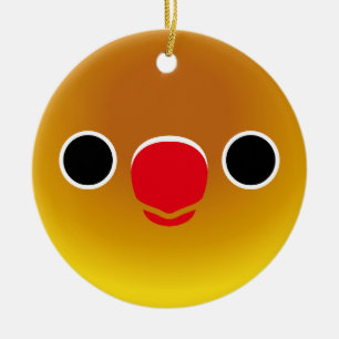 Das Gesicht eines pastellgrünen Maskenvogels Keramik Ornament