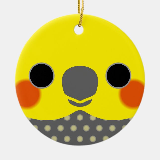 Das Gesicht eines Perlencockatiels Keramik Ornament (Vorne)