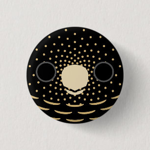 Das Gesicht eines schwarz-roten Kakadu Button