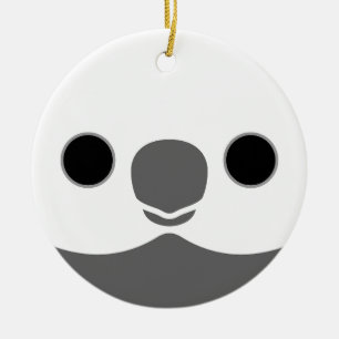 Das Gesicht eines weißen männlichen Kakatiels Keramik Ornament