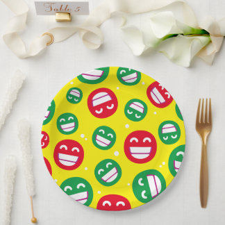 Das Gesicht lächelnd Augen Emojis Rot Gelb Pappteller