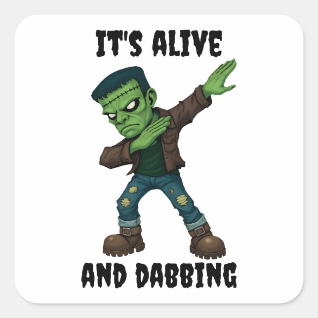 Das gestanzte Monster lebt und versucht zu Hallowe Quadratischer Aufkleber (Vorderseite)