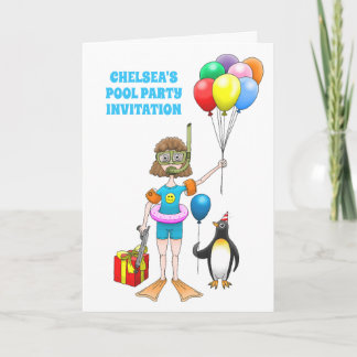 Das Girl and the Pinguin's Pool Party Einladung