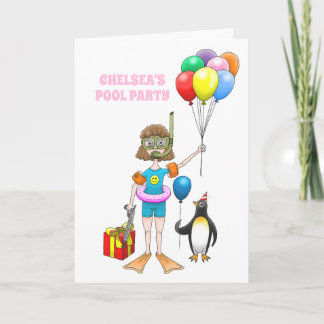 Das Girl and the Pinguin's Pool Party Einladung