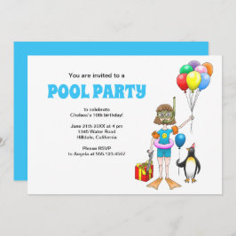 Das Girl and the Pinguin's Pool Party Einladung