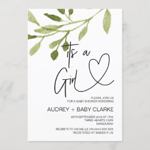 Das Girl Baby Shower Party Elegante Eukalyptus Einladung