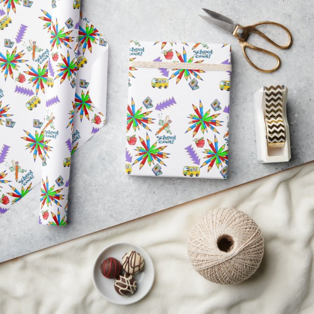 Das glänzende Papier zurück in die Schule ist Cool Geschenkpapier (Kunsthandwerk)