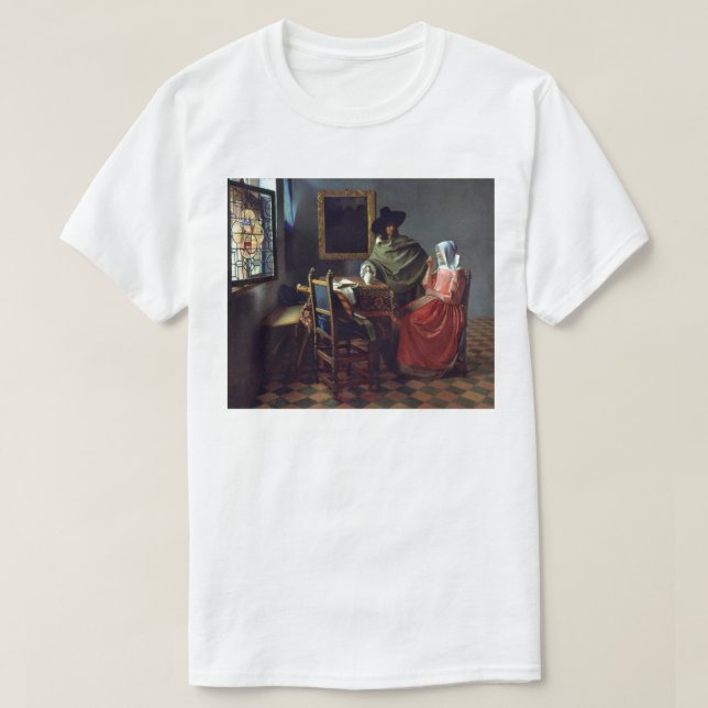 Das Glas des Weins durch Johannes Vermeer T-Shirt (Design vorne)