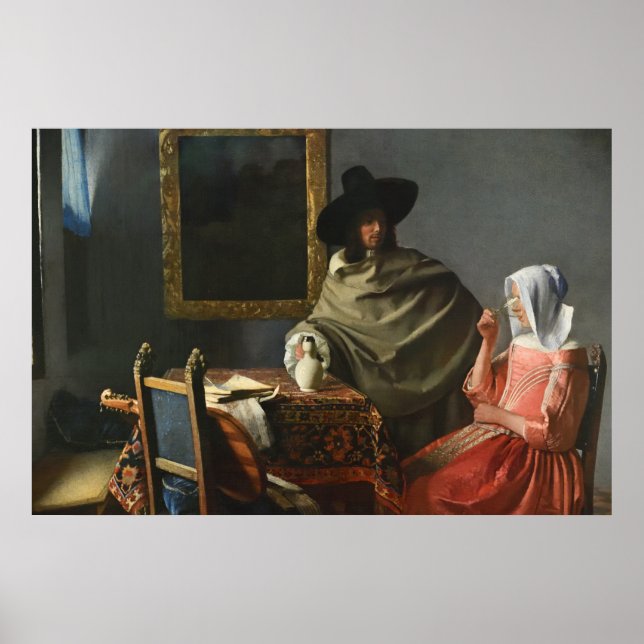 Das Glas Wein (c.1661) — Vermeer Poster (Vorne)