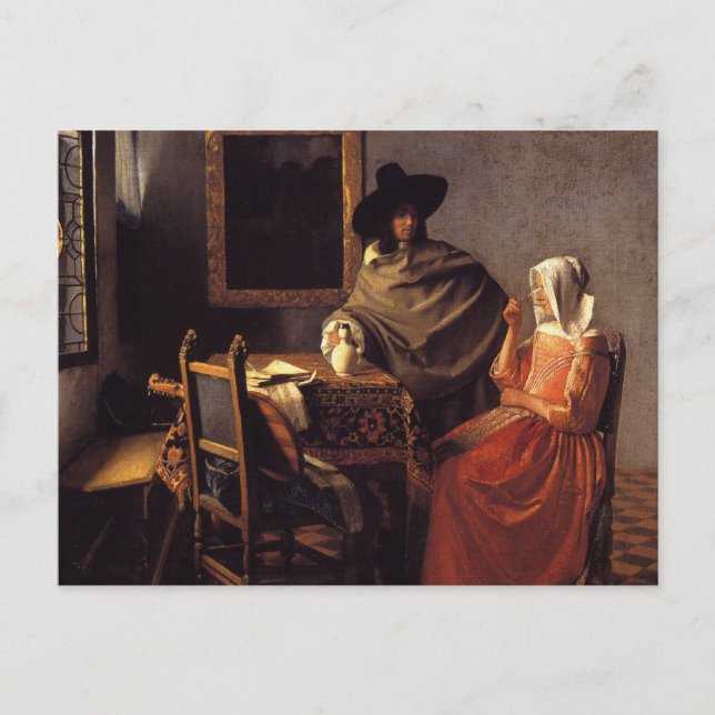 Das Glas Wein Postkarte (Vorderseite)