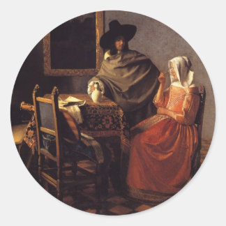 Das Glas Wein Runder Aufkleber