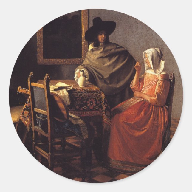 Das Glas Wein Runder Aufkleber (Vorderseite)