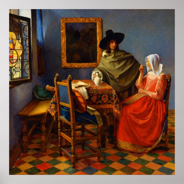 Das Glas Wein von Johannes Vermeer Poster (Vorne)