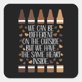 Das gleiche Herz im Schwarzen Geschichtsmonat Lehr Quadratischer Aufkleber