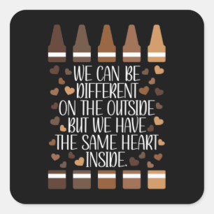 Das gleiche Herz im Schwarzen Geschichtsmonat Lehr Quadratischer Aufkleber