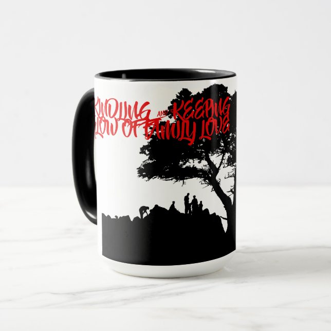 DAS GLOW OF FAMILIE LIEBE FAMILIENBÄUME HERZEN TASSE (Vorderseite Links)