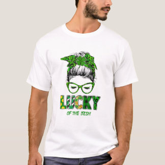 Das Glück des Irish-St Patricks Day T Messy Bun Sh T-Shirt