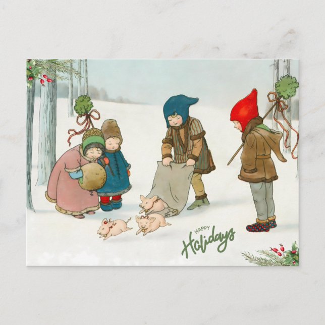 Das Glück des Winters, Vintag Postkarte (Vorderseite)