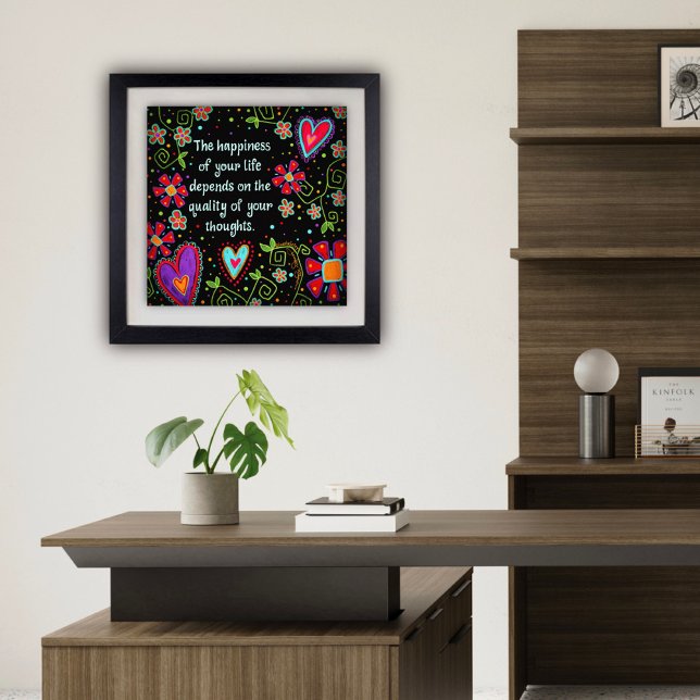 Das Glück Ihres Lebens Zitat Inspirivity Fotodruck (Pretty floral Life quote poster by Inspirivity)