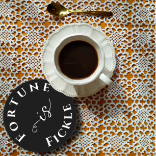 Das Glück ist die unbeständige Weisheit Schwarz-we Runder Pappuntersetzer