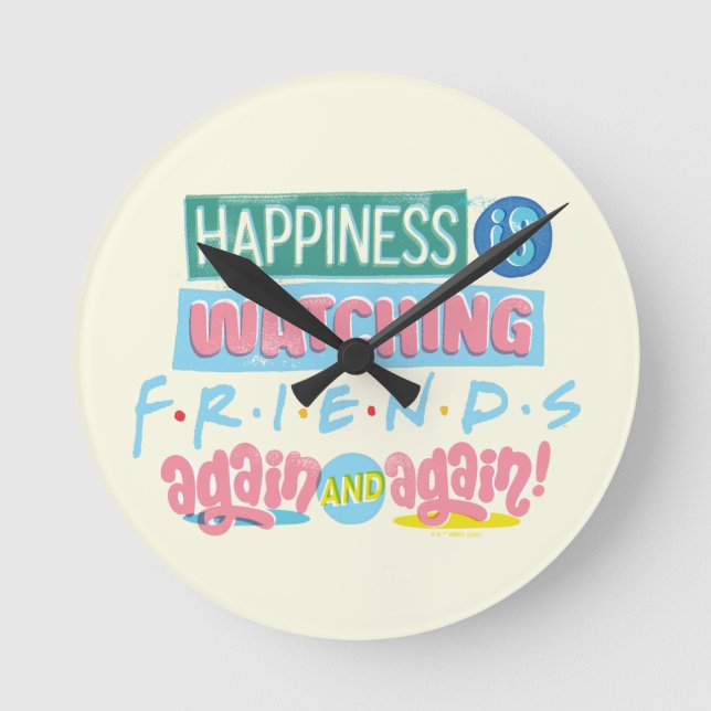 Das Glück sieht sich immer wieder FRIENDS™ an Runde Wanduhr (Vorderseite)