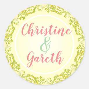 Das glückliche Paar. Zwei Namen auf einem Runder Aufkleber