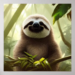 Das glückliche Sloth Digital Art Poster
