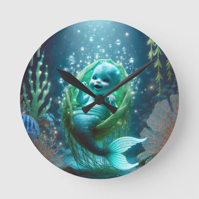 Das glühende Baby-Merchild Runde Wanduhr (Vorderseite)