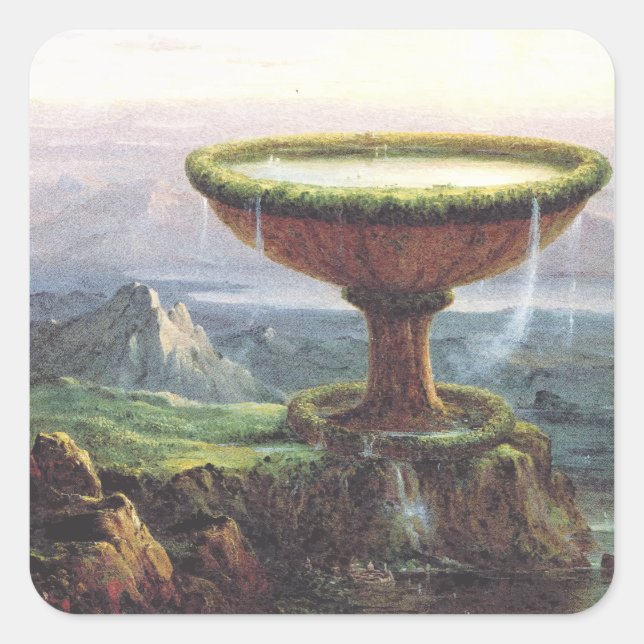 Das Goblet des Titan von Thomas Cole Quadratischer Aufkleber (Vorderseite)