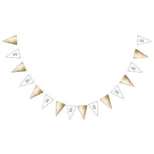 Das Gold u. weiße Herzen, die Party wedding sind, Wimpelkette