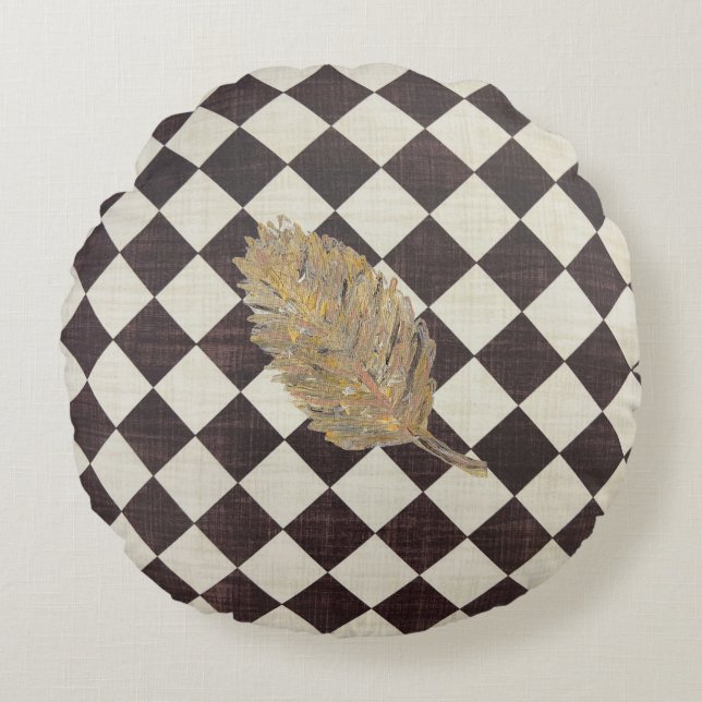 Das goldene Blätterteigkissen aus Diamant Rundes Kissen (Vorderseite)