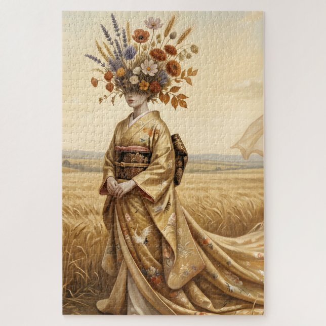 Das goldene Echo: Surrealer botanischer Geist in d Puzzle (Vertikal)