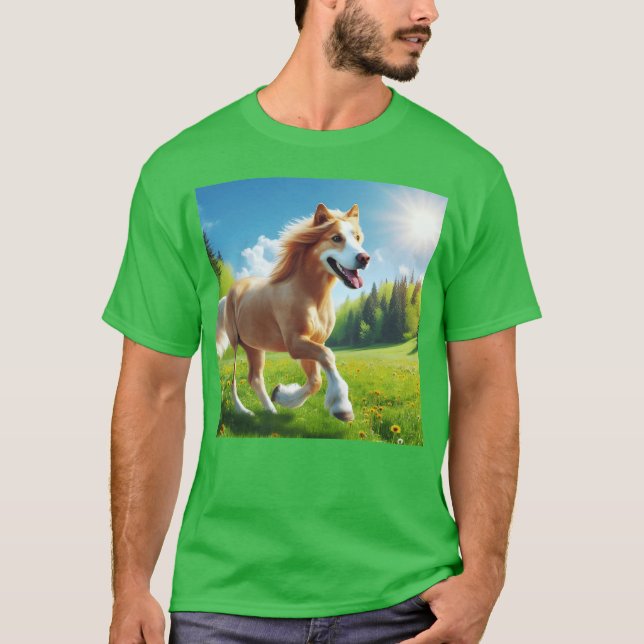 Das goldene Retrieverpferd T-Shirt (Vorderseite)