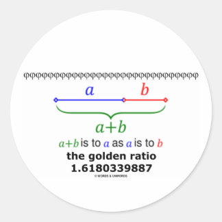 Das goldene Verhältnis (Mathematik 1,6180339887) Runder Aufkleber